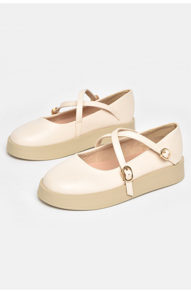 Туфли-лоферы детские для девочки светло-бежевого цвета 211944L