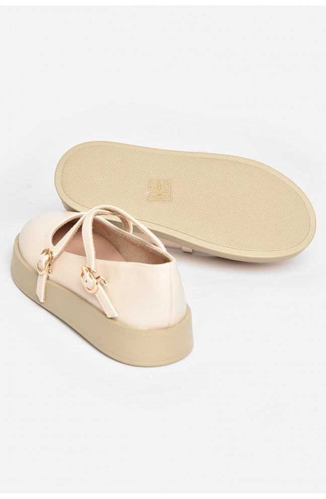 Туфли-лоферы детские для девочки светло-бежевого цвета 211944L