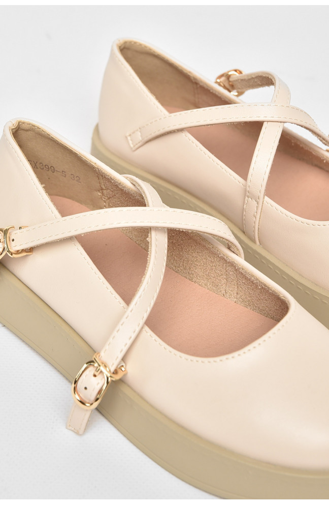 Туфли-лоферы детские для девочки светло-бежевого цвета 211944L