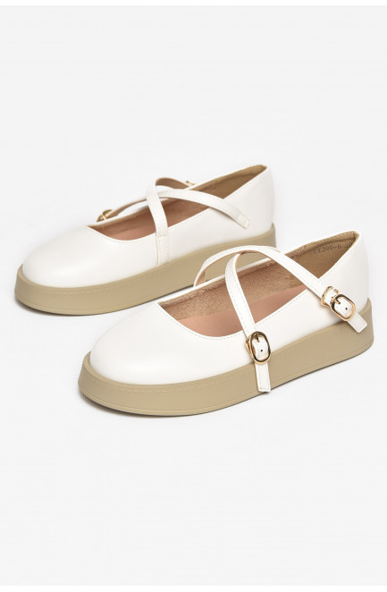 Туфли-лоферы детские для девочки белого цвета 211945L
