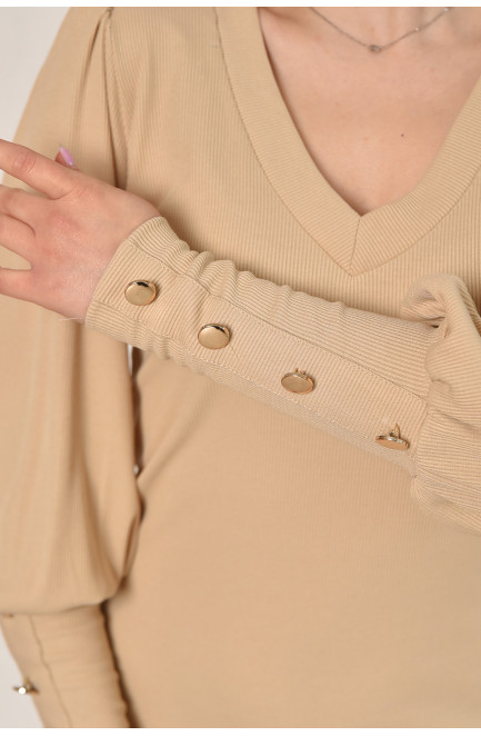 Платье женское однотонное бежевого цвета 211970L