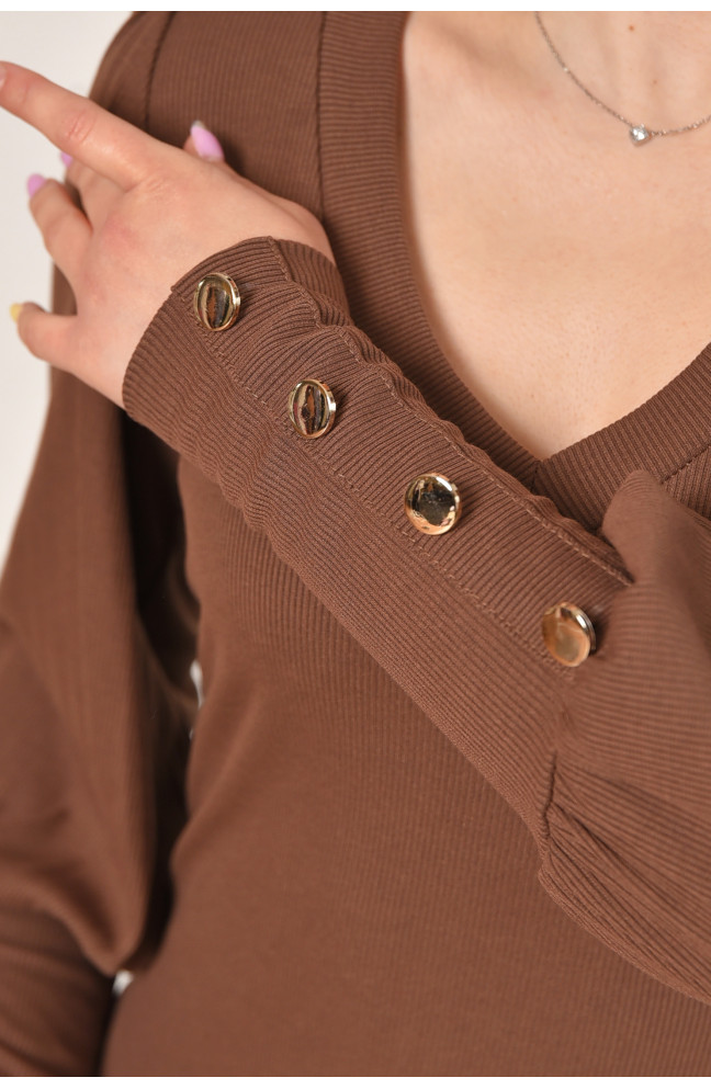 Платье женское однотонное шоколадного цвета 211973L