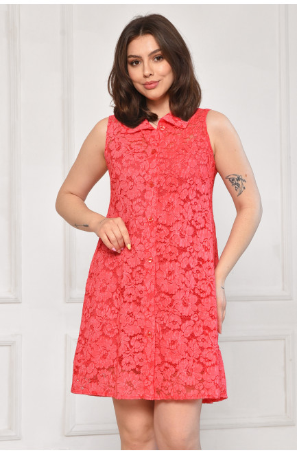 Платье женское однотонное красного цвета 212024L