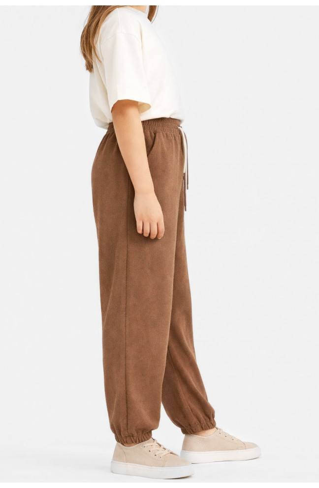 Штаны детские вельветовые для девочки коричневого цвета 212026L