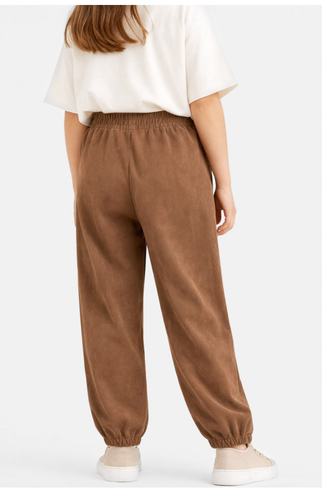 Штаны детские вельветовые для девочки коричневого цвета 212026L