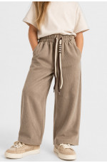 Штаны детские вельветовые для девочки бежевого цвета 212027L