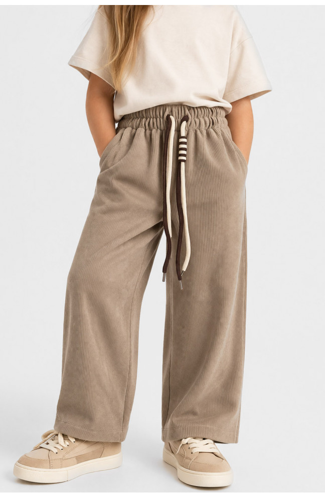 Штаны детские вельветовые для девочки бежевого цвета 212027L