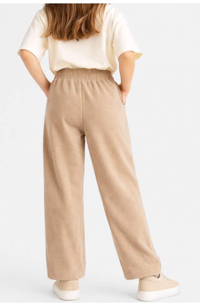 Штаны детские вельветовые для девочки бежевого цвета 212027L