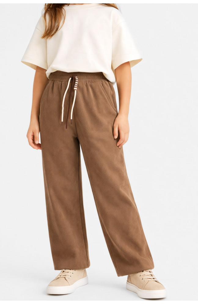 Штаны детские вельветовые для девочки коричневого цвета 212028L