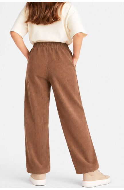 Штаны детские вельветовые для девочки коричневого цвета 212028L