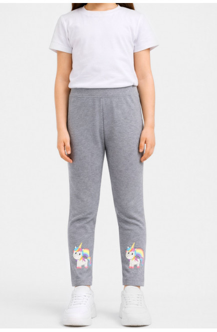 Лосины детские для девочки серого цвета 212044L