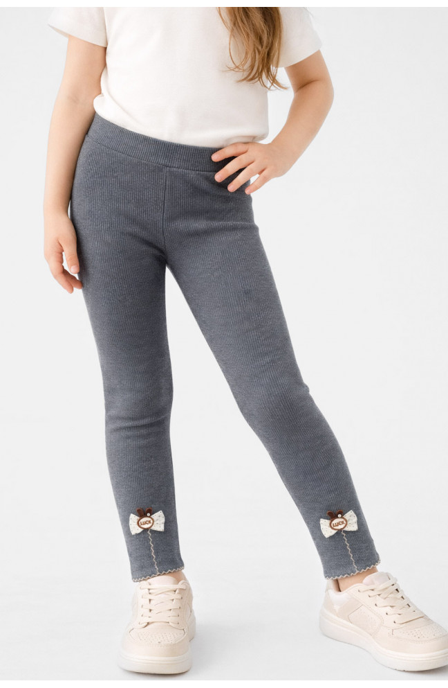 Лосины детские для девочки трикотажные темно-серого цвета 212047L