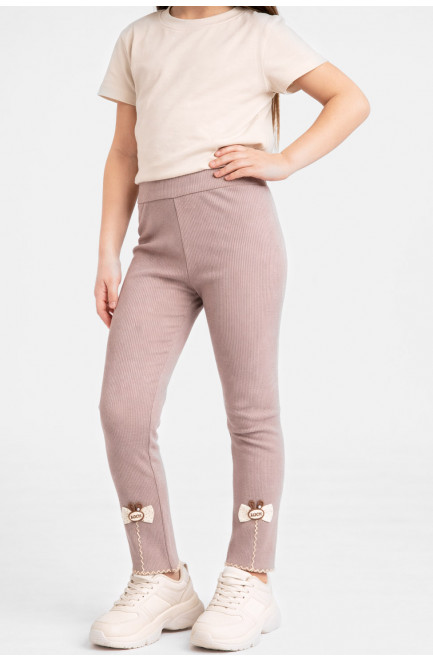 Лосины детские для девочки трикотажные бежевого цвета 212051L
