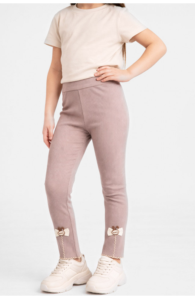 Лосины детские для девочки трикотажные бежевого цвета 212051L