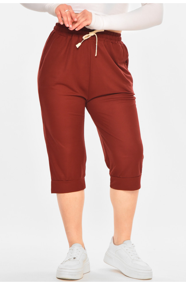 Бриджи женские однотонные коричневого цвета 212063L