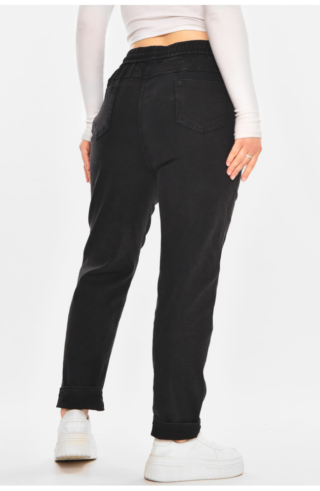 Джинсы женские однотонные черного цвета 212126L