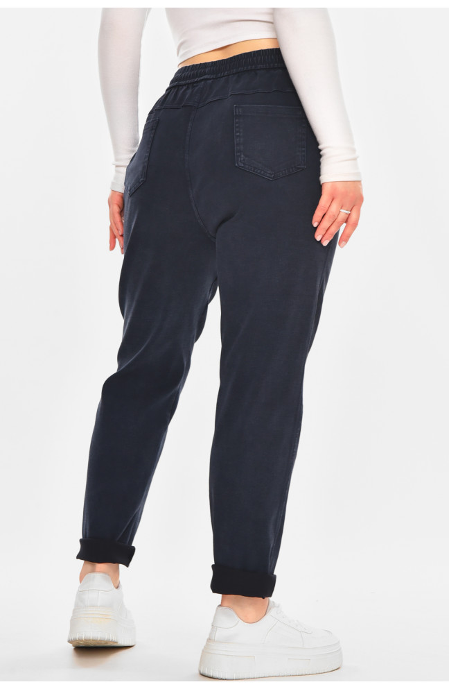 Джинсы женские однотонные тёмно-синего цвета 212129L