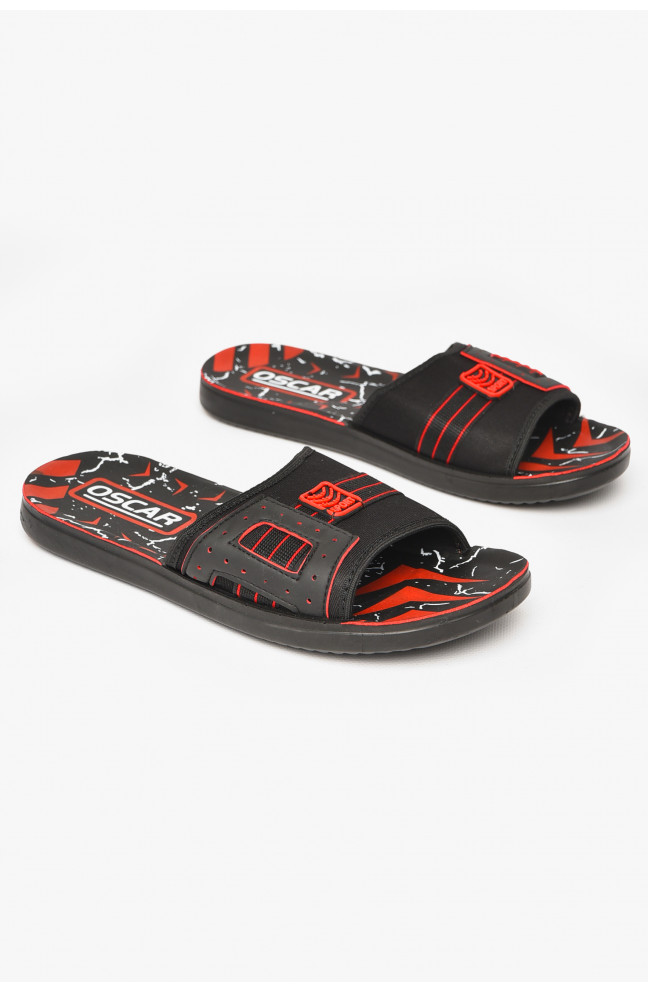 Шлепки мужские черно-красного цвета 212131L