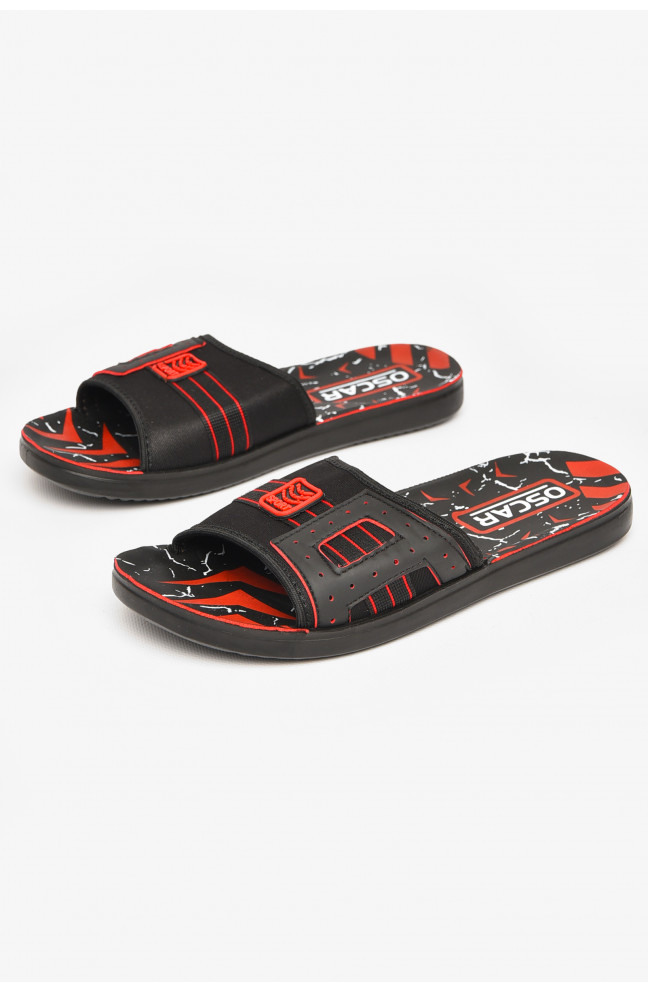Шлепки мужские черно-красного цвета 212131L