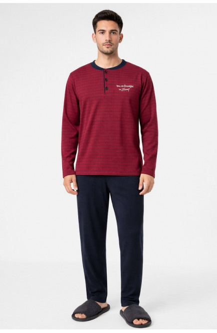 Пижама мужская бордового цвета с принтом 212147L