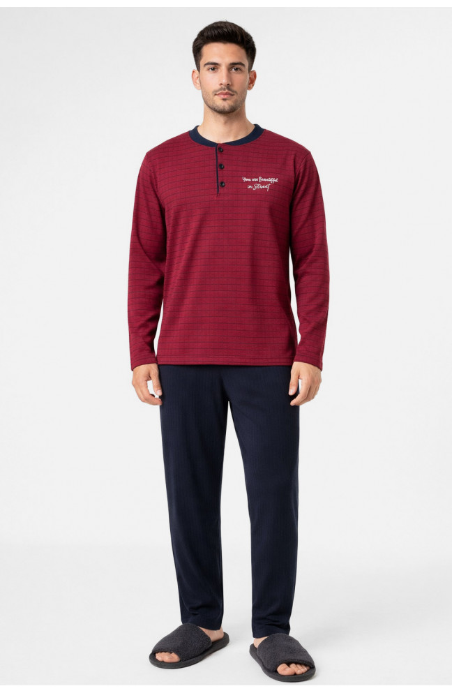 Пижама мужская бордового цвета с принтом 212147L