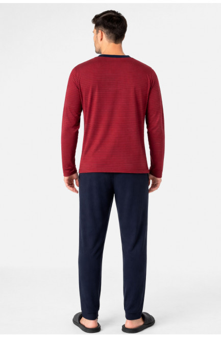 Пижама мужская бордового цвета с принтом 212147L