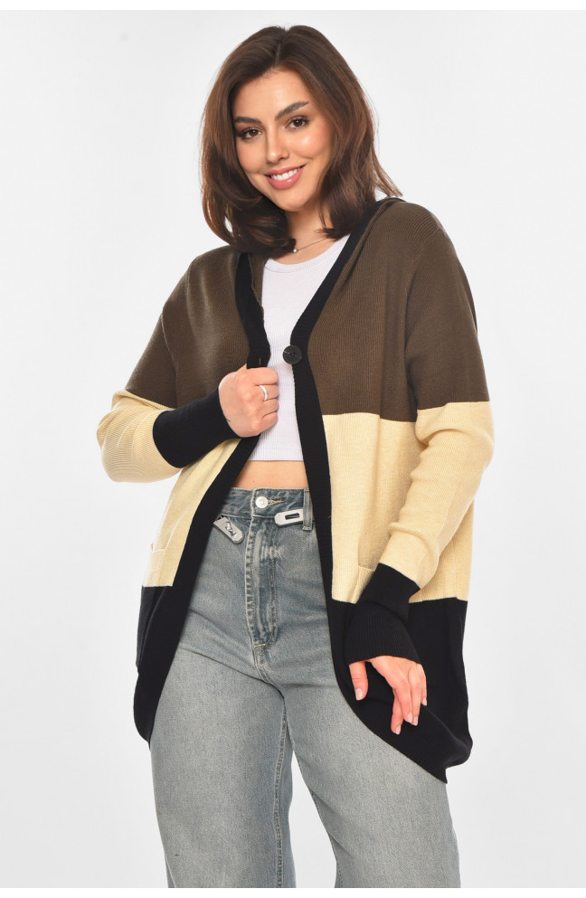 Кардиган женский тёмно-зеленого цвета с принтом 212186L