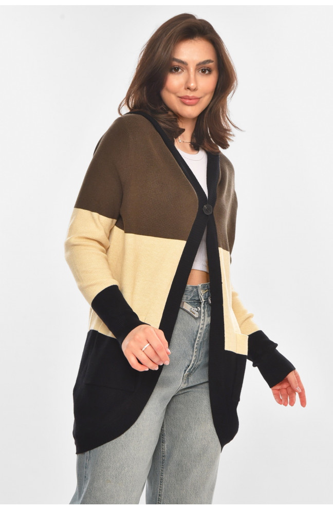 Кардиган женский тёмно-зеленого цвета с принтом 212186L