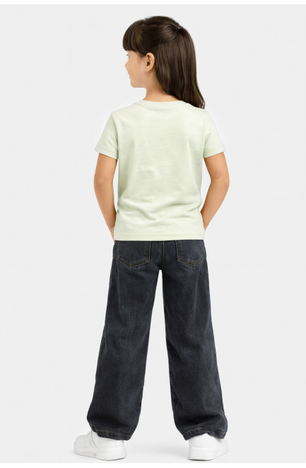 Футболка детская для девочки салатового цвета с принтом 212208L