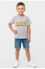 Футболка детская для мальчика серого цвета с принтом 212209L