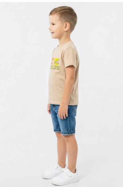 Футболка детская для мальчика бежевого цвета с принтом 212210L