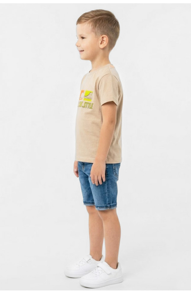 Футболка детская для мальчика бежевого цвета с принтом 212210L