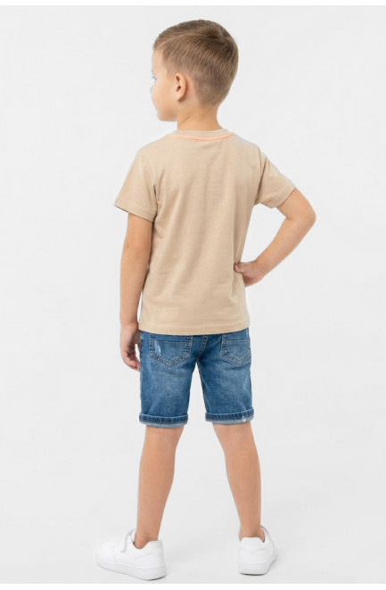 Футболка детская для мальчика бежевого цвета с принтом 212210L