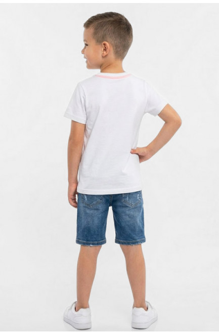 Футболка детская для мальчика белого цвета с принтом 212211L