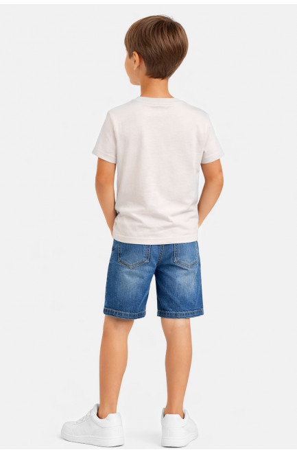 Футболка детская для мальчика белого цвета с принтом 212213L