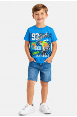 Футболка детская для мальчика синего цвета с принтом 212214L