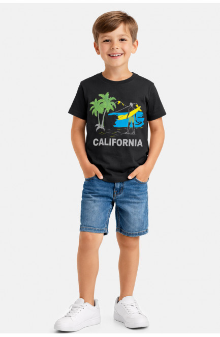 Футболка детская для мальчика черного цвета с принтом 212217L