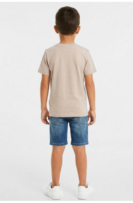 Футболка детская для мальчика бежевого цвета с принтом 212224L