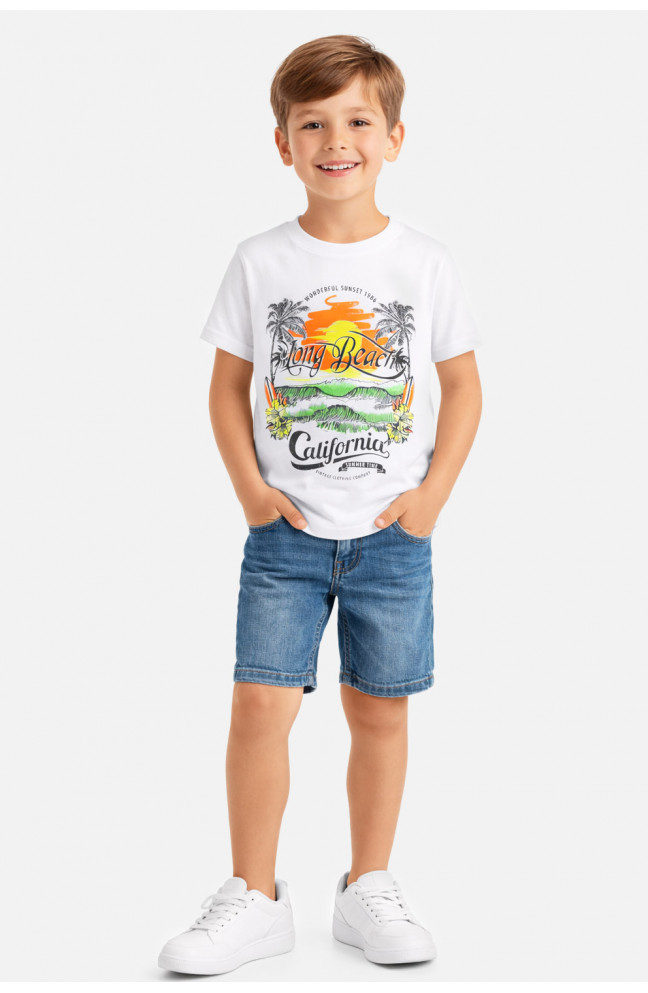 Футболка детская для мальчика белого цвета с принтом 212225L