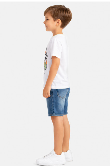 Футболка детская для мальчика белого цвета с принтом 212225L