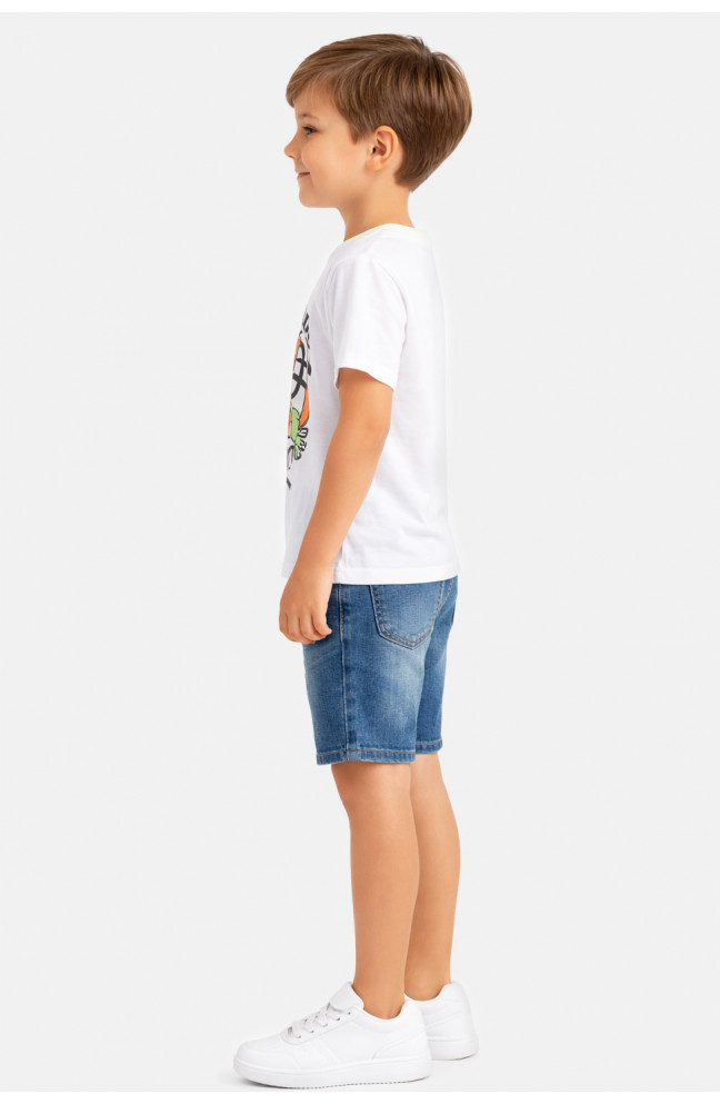 Футболка детская для мальчика белого цвета с принтом 212225L