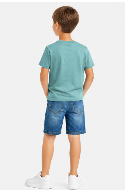 Футболка детская для мальчика зеленого цвета с принтом 212226L