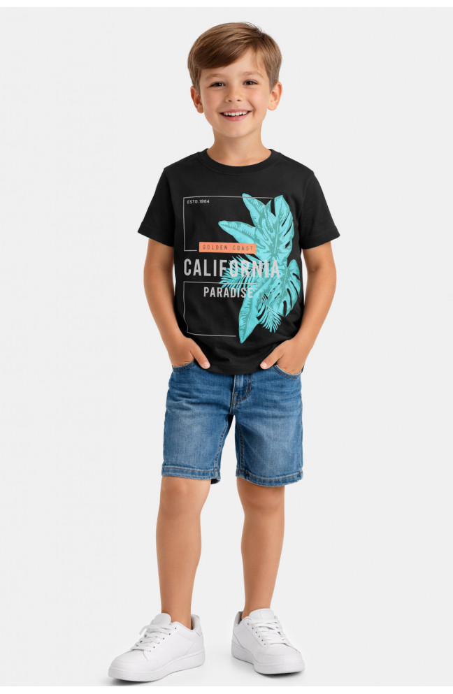 Футболка детская для мальчика черного цвета с принтом 212228L
