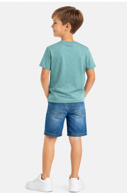 Футболка детская для мальчика зеленого цвета с принтом 212230L