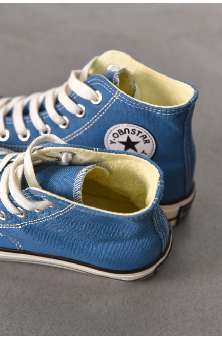 Кеды женские высокие синего цвета на шнуровке 212297L