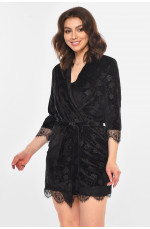 Халат женский велюровый черного цвета 212306L