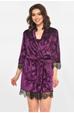 Халат женский велюровый фиолетового цвета 212312L