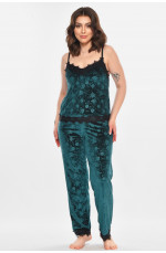 Пижама женская велюровая зеленого цвета 212323L