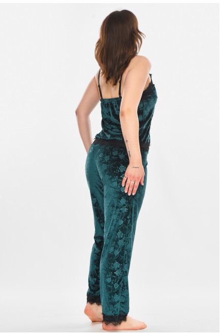 Пижама женская велюровая зеленого цвета 212323L