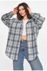 Рубашка женская полубатальная голубого цвета со стразами 212351L